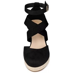Allegra K | Closed Toe Espadrille Wedge Sandals | Faux Suede Platform